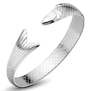 Silver Fish Bangle Bracelet